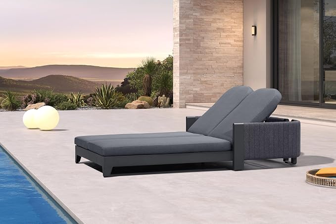 PURPLE LEAF 1 Piece Patio Conversation Set Couch Sectional Set with Cushion 2-Person Set Outdoor for Garden Poolside Backyard Nurture Shale