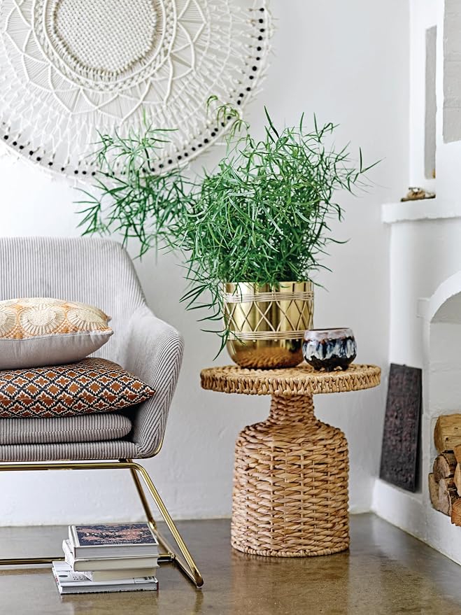 Bloomingville Beige Natural Water Hyacinth Side Table