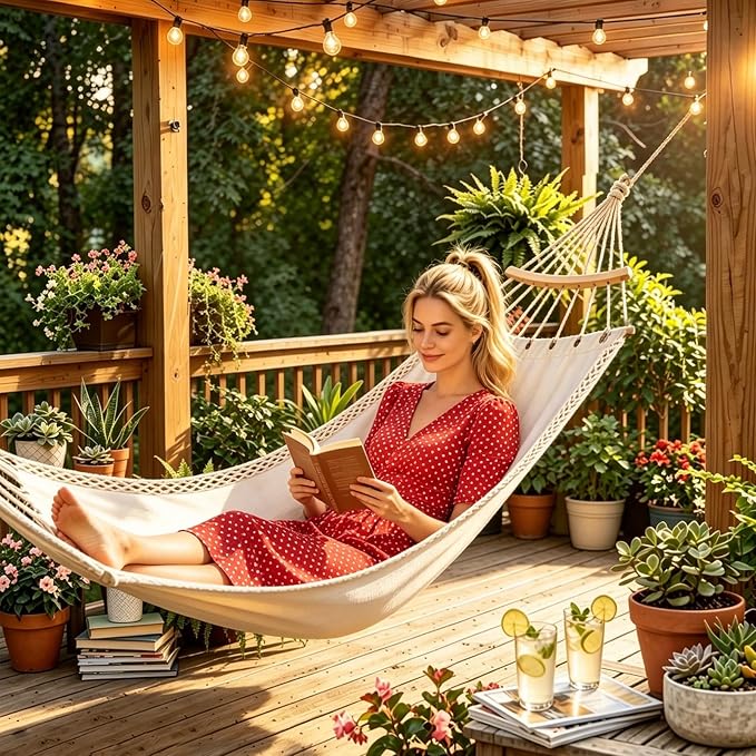 2 PCS Detachable Hammock Spreader Bar, Wooden Hammock Spreader Bars — Durable Replacement Accessories for Patio, Backyard, Camping, Garden