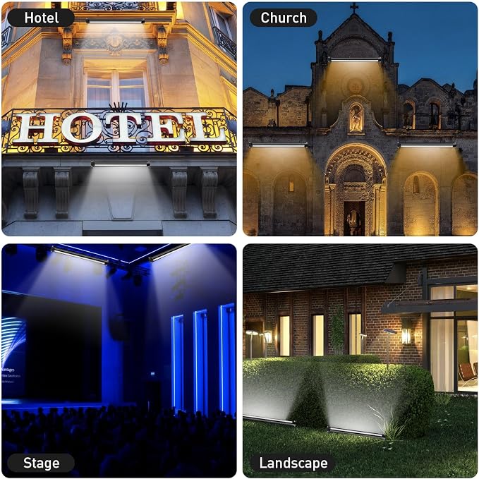 LED Wall Washer Lights Bar 2 Pack,54W 6000K Outdoor Wall Wash Lighting,40 Inch IP67 Waterproof 120V Outdoor LED Light Bar with Switch On/Off for Garden,Backyard,Building,Courtyard Landscape Lighting