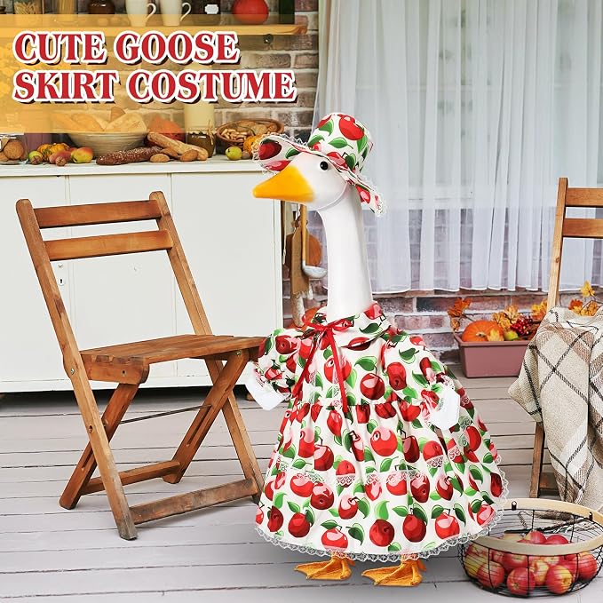 FuWeave Fall Porch Goose Outfit for Lawn Decor | Fits 23"/17" Lawn Plastic/Cement Statue Goose Costume Dress for Front Outdoor Courtyard Garden Patio Yard Decoration