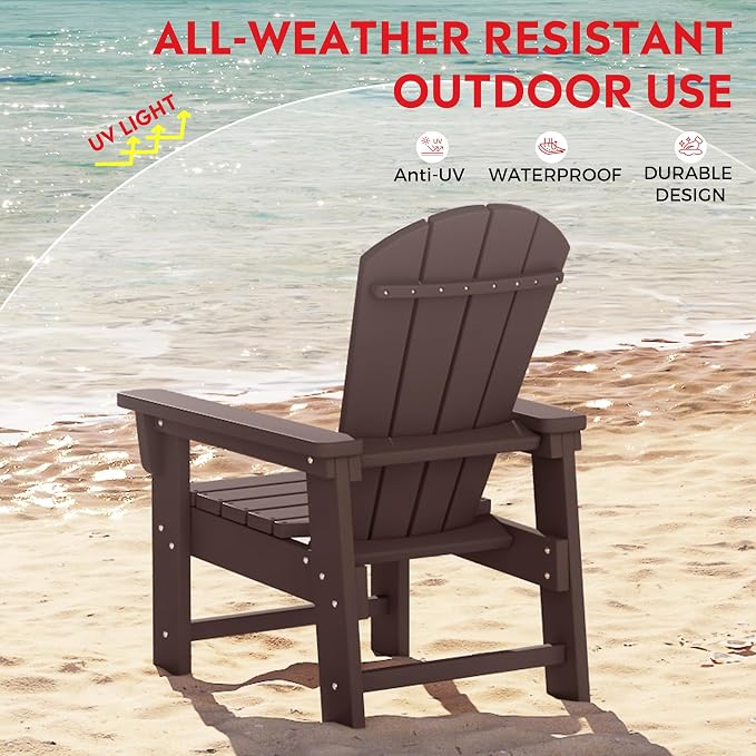 Costaelm Paradise Kids 5-Piece HDPE Outdoor Square Patio Dining Table and Chairs Set, Dark Brown