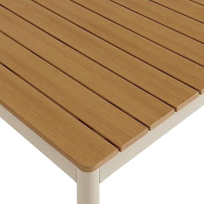 Modway Finn 71 Inch Outdoor Patio Dining Table for 6 People in Natural