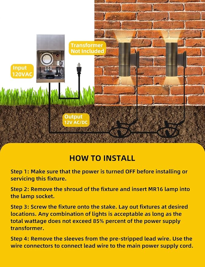 COLOER Brass Outdoor Cylinder Wall Lights(Bronze 6.875" H x 4.25" W) 4 Pack with LED MR16, 12V Low Voltage Porch Light in 2 Lights, 2700K Up Down Lights, Outside Light for House Porch Patio Door