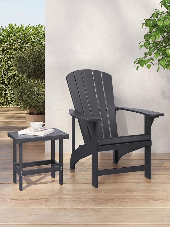 Outdoor Side Table, Slate Grey – Durable Recycled Plastic Table, All-Weather