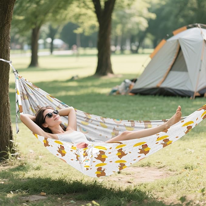 Camping Hammock Outdoor Hammocks for Outside Capybara Umbrella Beach Trees Portable Lightweight with Pockets Tree Straps Indoor