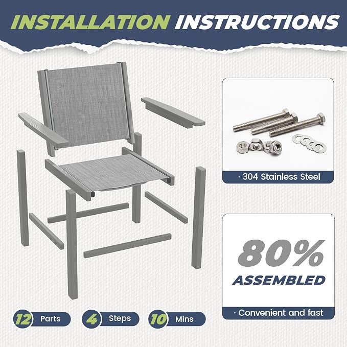 Amopatio HDPE Outdoor Dining Chairs Set of 4