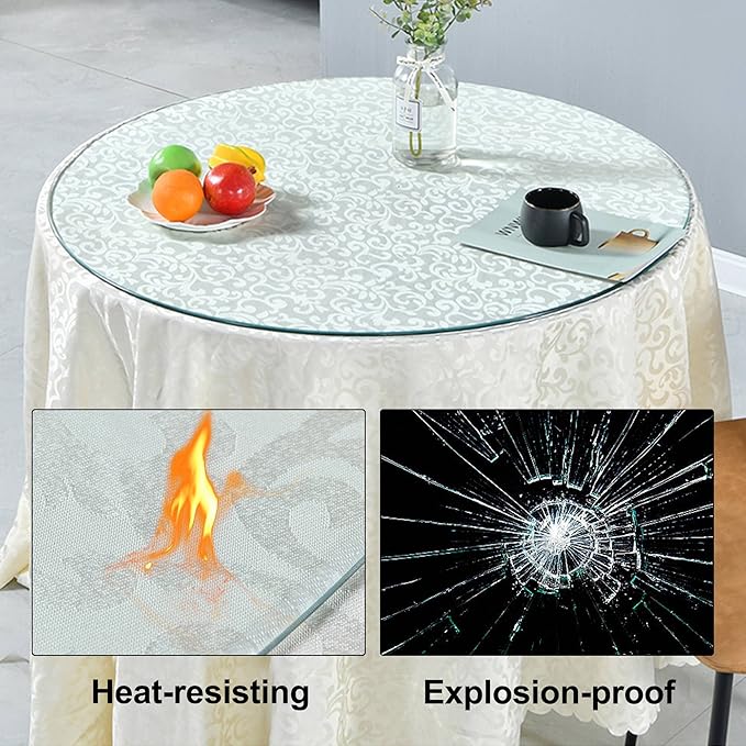 28" Tempered Glass Table Top Round Transparent Table Surface 1/4'' Thick Pencil Polished Edge Multipurpose for Dining, Coffee, Restaurant and End Table (28 inch)