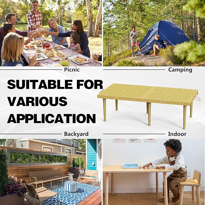 22x44 Inch Boho Low Picnic Wood Table With Foldable Design & 13in Table Leg | Low Height Floor Picnic Table For Sitting On The Floor Encourage A Laid-back Vibe At Home Or In Nature