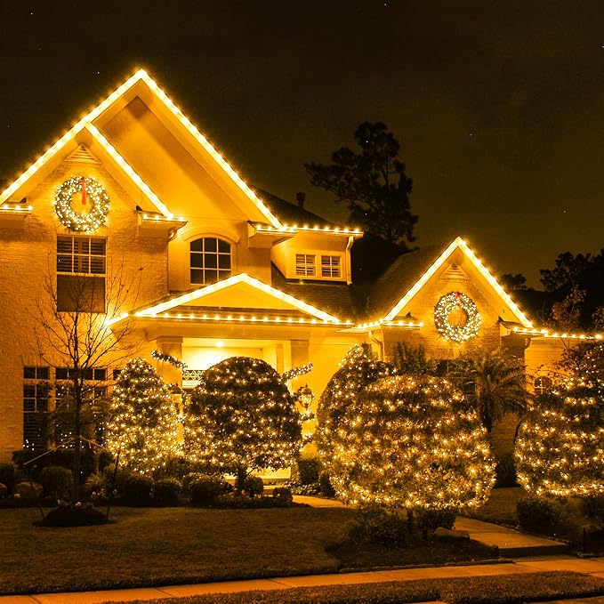 JMEXSUSS 1000 LED Christmas String Lights with Remote, Outdoor Lights | Plug in Warm White Christmas Tree Lights for Indoor Outdoor Bedroom Garden Yards Party Holiday Wedding Decor,Clear Wire