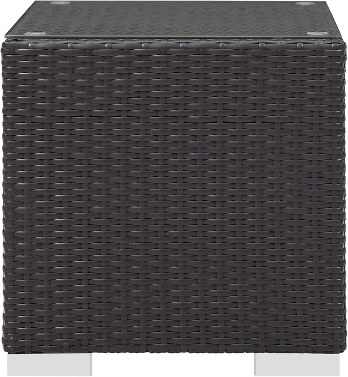 Modway Convene Wicker Rattan Outdoor Patio Side Table in Espresso