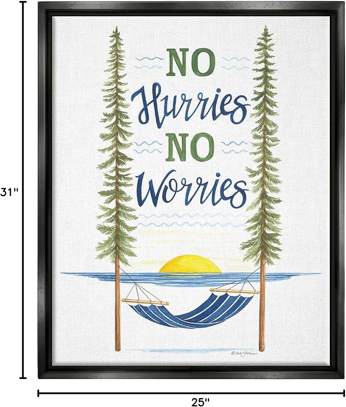 Hammock Scene Coastal Lakehouse Calm, 24 x 30 Inch Canvas in Floater Frame | Stupell Industries · By Deb Strain · Ready to hang · Easy lake house decor · Made in USA