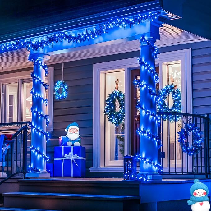 JMEXSUSS 91.5ft Connectable 250 LED Blue Christmas String Lights Indoor | Christmas Lights Outdoor Waterproof, 8 Modes Blue Christmas String Light for Party Garden Tree Halloween Decoration