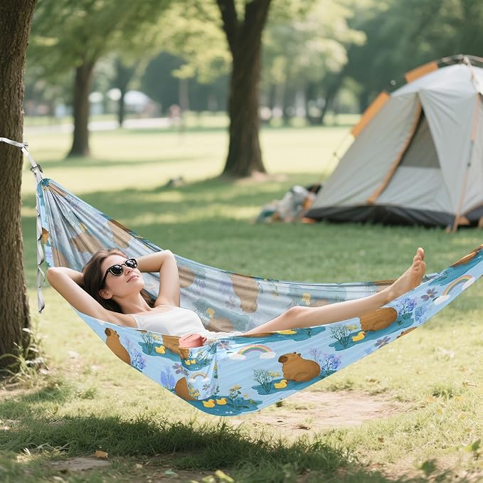 Camping Hammock Outdoor Hammocks for Outside Duck Capybara Lovely Beach Trees Portable Lightweight with Pockets Tree Straps Indoor