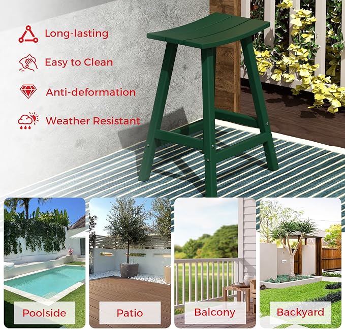Costaelm Outdoor Bar Table, 37" Counter Height Round Patio Cocktail Bar Table, Patio Bar Table 3-Pieces Set Bistro Dining Table Pub Table for Front Porch Deck, Backyard, Garden, Dark Green