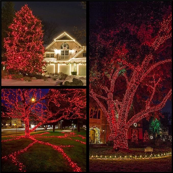 YULETIME 200 Red LED Christmas Lights, 66 ft Green Wire UL String Light | Stay Lit, End-to-End Connectable, UL Certified, Commercial Grade, 1-Strand 200 Lights, 4" Spacing