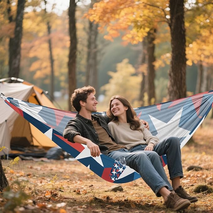 4th_July_Stars_Abstract_Pattern Outdoor Hammock with Portabl Carry Bag Indoor Hammock for Patio Backyard Lounge Base
