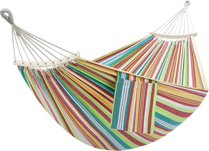 GAFETE Double Hammock for Outside with Tree Straps, Replacement for Stand(Salsa Orange, Medium)
