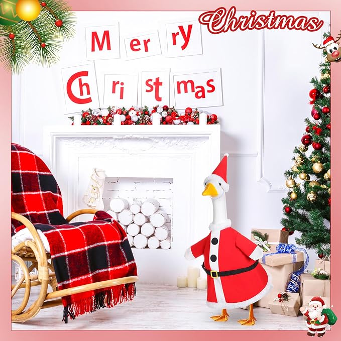 FuWeave 8 Set Holiday Porch Goose Outfits 23'' Goose Clothes Summer Fall Halloween Christmas Winter Thanksgiving Valentine St. Patrick Easter 4th of July Lawn Porch Geese Costume for Patio Yard Decor