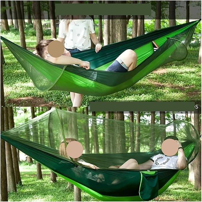 Hammocks, Automatic Quick-Opening Mosquito Net Hammock Outdoor Camping Pole Swing,for Outside(Red)