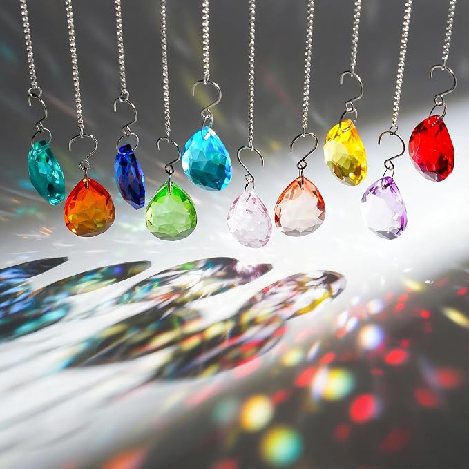 10 Pcs Red Crystal Bauhinia Suncatcher Prisms Chandelier Window Decor | Red Crystal Bauhinia Prisms Suncatcher Pendants 38mm Chandelier Beads Replacement for Window Wedding Party Decor