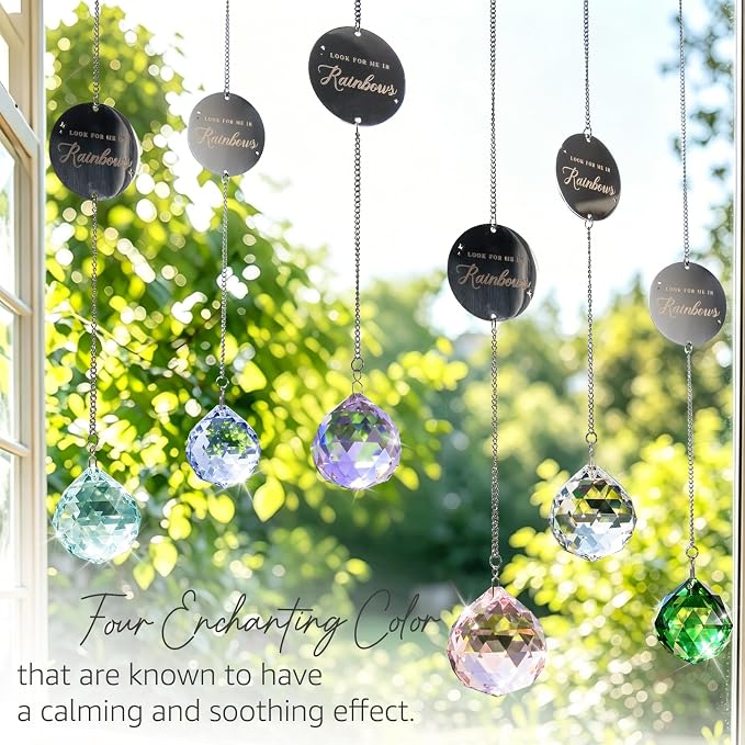 Mooncraftlogy Memorial Gift for Loss of Loved One, Light Crystal Suncatcher | Unique Sympathy Idea, Navy Blue Prism Crystal Ball, Grief Rainbow Sun Catcher, Bereavement Box for Mom Dad Son Daughter