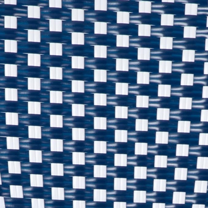 Flash Furniture Lourdes Indoor/Outdoor Commercial Bistro Table - Tempered Glass Top - PE Rattan - Natural Bamboo Print Aluminum Frame - 31.5" - Navy/White