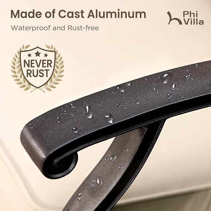 PHI VILLA 7 PCS High Bar Patio Dining Set, Cast Aluminum Outdoor Bar Set for 6 with 54" Round Bar Table and 6 Outdoor Swivel Bar Stool Chairs with Seat Cushion