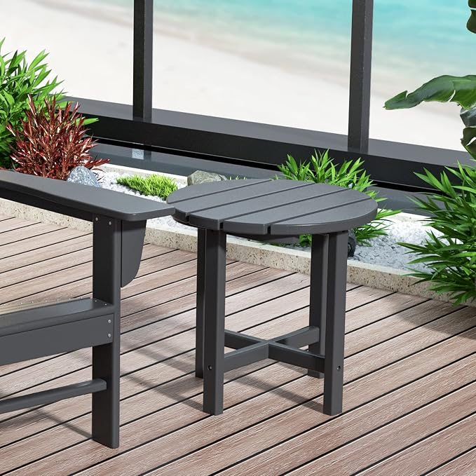 WestinTrends Dylan Adirondack Round Outdoor Side Table, Gray