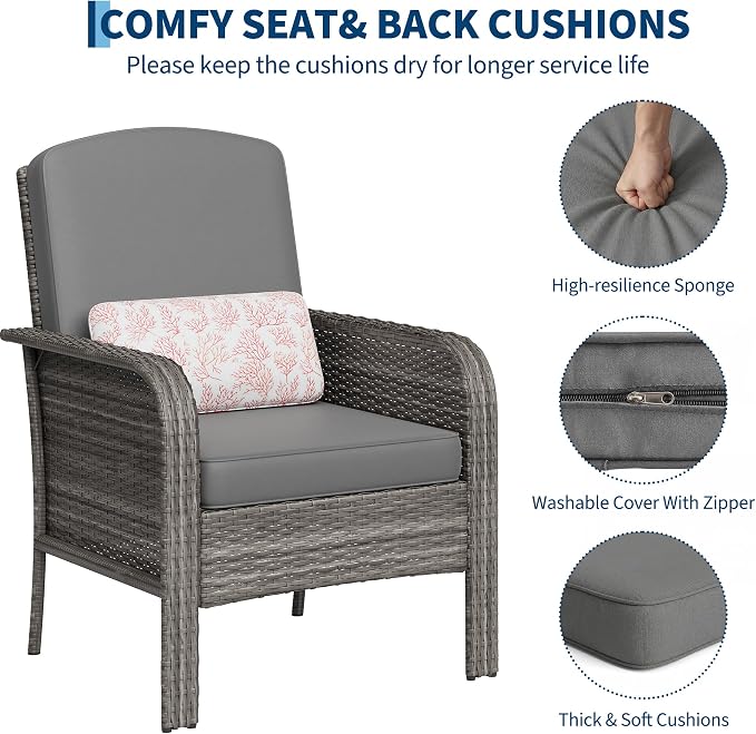 GAOMON 2-Piece Outdoor Patio Furniture Set, Rattan Lounge Chairs with High Back and Thick Cushions, Durable Wicker Design, All-Weather for Porch, Deck, Garden and Backyard