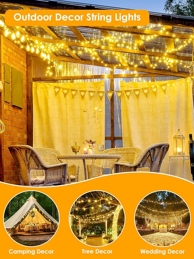 66FT 200 LED Fairy Lights Plug in, 8 Modes Twinkle Lights Warm White | Waterproof String Lights Outdoor Indoor, Memory, Timer, Copper Wire, Christmas Lights for Bedroom Garden Party Holiday Decor