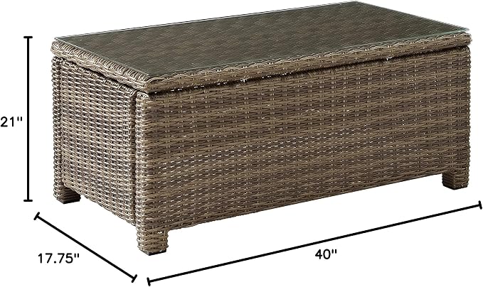 Crosley Furniture Bradenton All Weather Rattan Wicker Outdoor Coffee Table for Patio, Deck, Porch, Brown