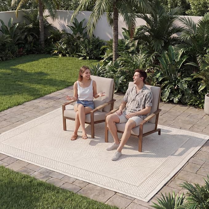 Patio Furniture Set, 2-Piece Aluminum Outdoor Single Chairs with Washable High-Resiliency Sponge Cushions, Beige