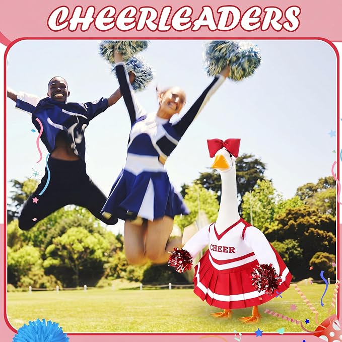 2 Pcs Cheerleader Porch Goose Outfit Clothes Cheerleading for 23" Goose Costume Garden Yard Outdoor Decorations