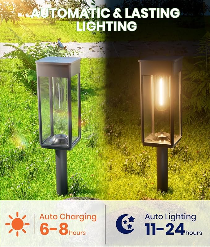 BITPOTT Solar Pathway Lights Outdoor, Bright Solar Lights for Outside Waterproof IP65,12 Pack Auto On/Off Garden Lights Solar Powered Landscape Lights for Yard Walkway Driveway Lawn