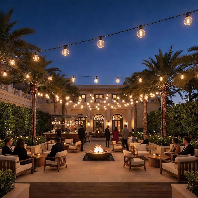 RTTY 150 FT Outdoor String Lights, LED Patio Light for Outside Waterproof | Dimmable G40 Bulbs, Shatterproof Hanging Connectable Globe Lighting for Bistro, Deck, Balcony, Cafe, Warm White, 2700K