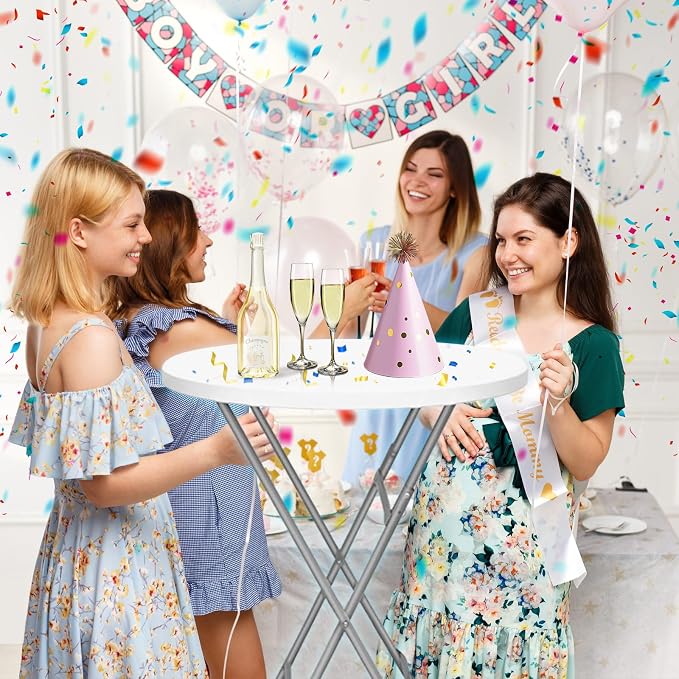 GUAGUA 32" 2PCS Round Plastic Folding High Top Table - Versatile Bar, Cocktail & Portable Pub Table for Parties, Bistro & Events (2PCSWhite Set C)