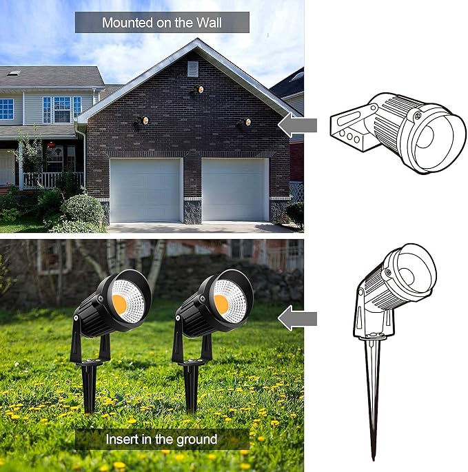 ZUCKEO 10W Low Voltage Landscape Lights LED Landscape Lighting with Connectors, 12V Outdoor Spotlights Yard Garden Pathway Lights, 1000LM Waterproof Warm White Light (14 Pack)