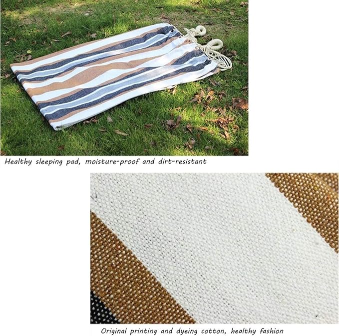 CJ Ultra Double Brazilian Hammock - XL Wide Two Person Soft Woven Cotton Fabric - Long Hamaca Swing Bed for Backyard Patio or Porch - Outdoor or Indoor - Includes 2 Hanging Tree Ropes (Brown Striped)