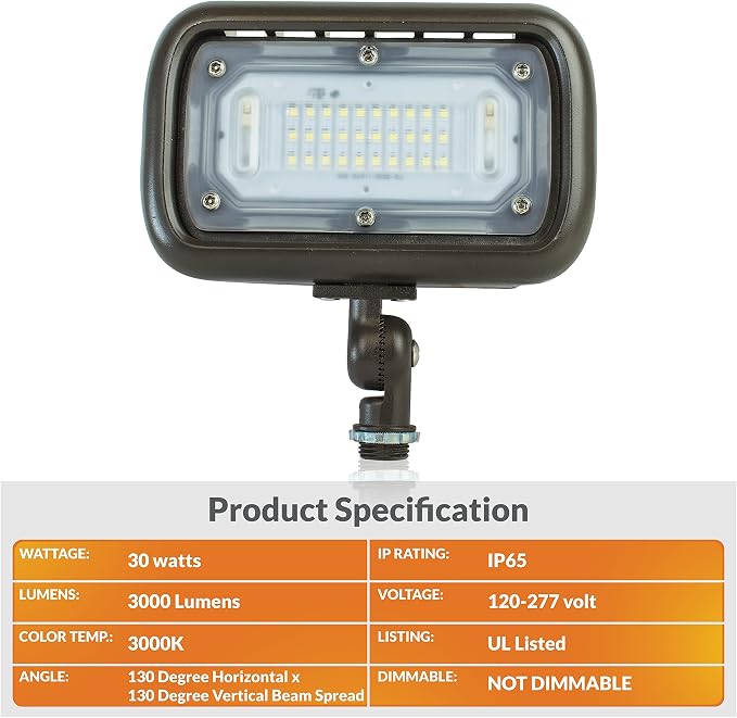 Newhouse Lighting WW30BRZ 30-Watt Outdoor LED Wall Wash Flood Light, Weatherproof, Bronze