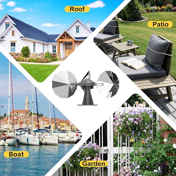 OFFO Bird Scare Reflective Device, Bird Reflector with Plastic Base for Outside Patio, Keep Pigeon Woodpeckers and Sparrows Away from Outdoor Boats Roofs Gardens