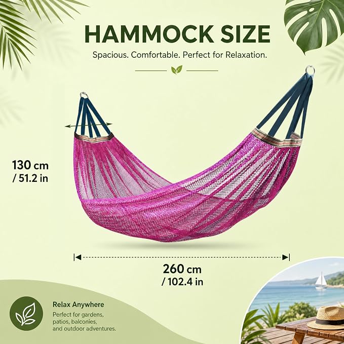 Camping Hammock Lightweight Portable, Anti-roll Breathable Mesh Outdoor Hammock with Tree Straps & Carry Bag, (102.36x51.18in)