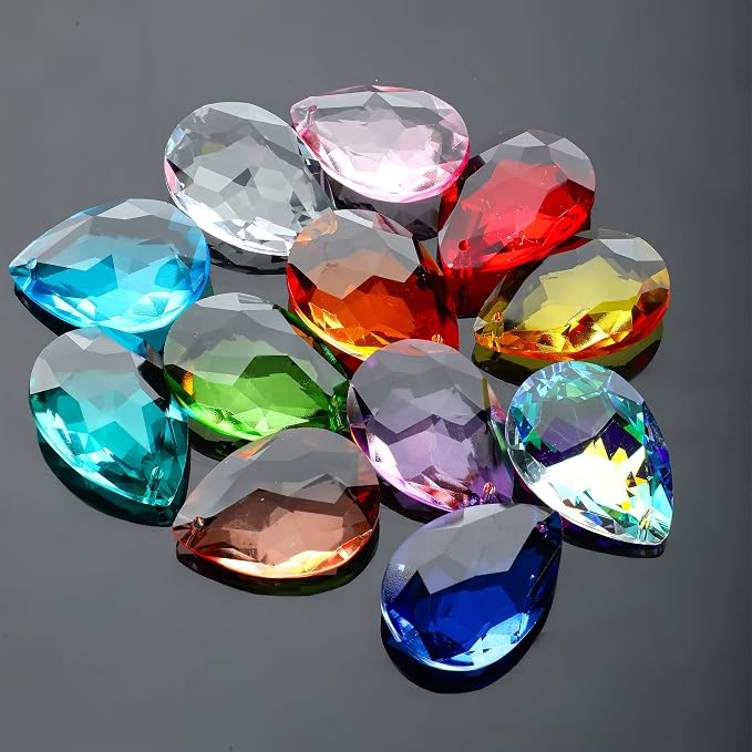 10 Pcs Yellow Bauhinia Crystal Suncatcher Prisms Chandelier Beads Decor | 38mm Yellow Bauhinia Crystal Pendants Chandelier Replacement Beads for Window Wedding Party Decor