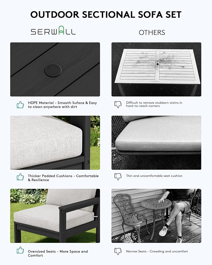 SERWALL HDPE Outdoor Couch with Coffee Table