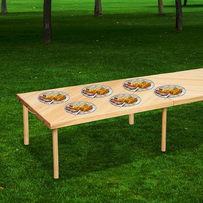 80"x30" Boho Wooden Picnic Table, Portable Outdoor Low Picnic Table with Adjustable Legs 13" & 16" for Floor Seating, Beach, Camping, BBQ, Backyard, 80x30in Seating for 12 People