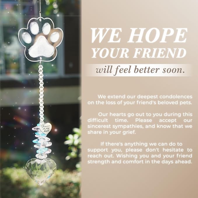 Dog Memorial Gifts for Loss of Dog Pet Sympathy Gift Suncatcher, Dog Memorial Gifts, Loss of Pet Memorial Keepsake - Dog Bereavement Gift - Clear