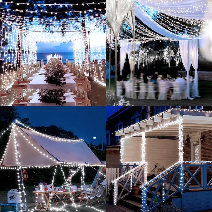 Christmas Lights Outdoor, 403FT 1000 LED String Lights 8 Modes and Timer Memory Function Twinkle Fairy Lights IP44 Waterproof Plug in for Xmas Tree Wedding Party Holiday Decor(White)