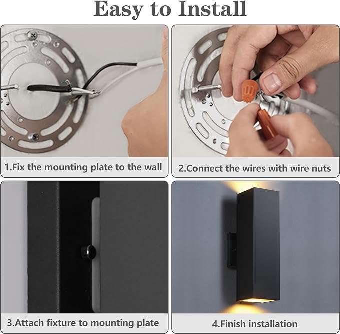 SHIMR Dusk to Dawn Outdoor Wall Lights, Modern Outdoor Sconce, ETL Listed | Black, Waterproof Aluminum Exterior Light Fixture, E26 Base, LED Bulbs Included, Up and Down Lights for Porch Garage Patio
