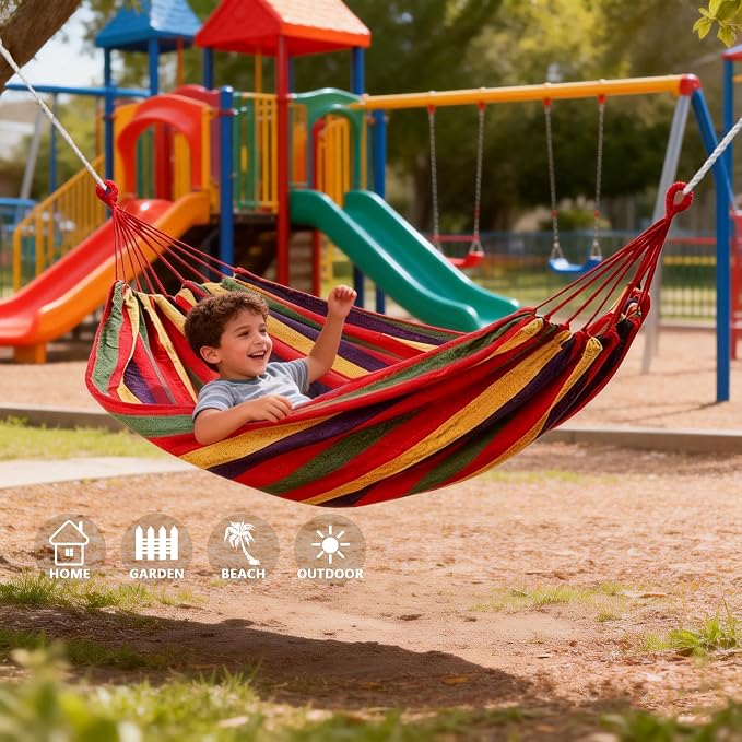 Outdoor Amacas Garden Camping Hammocks Portable for Patio Yard Porch Travel | Hammock Nylon Hiking Beach Backpack Survival Travel- Up to 300lbs with Tree Straps