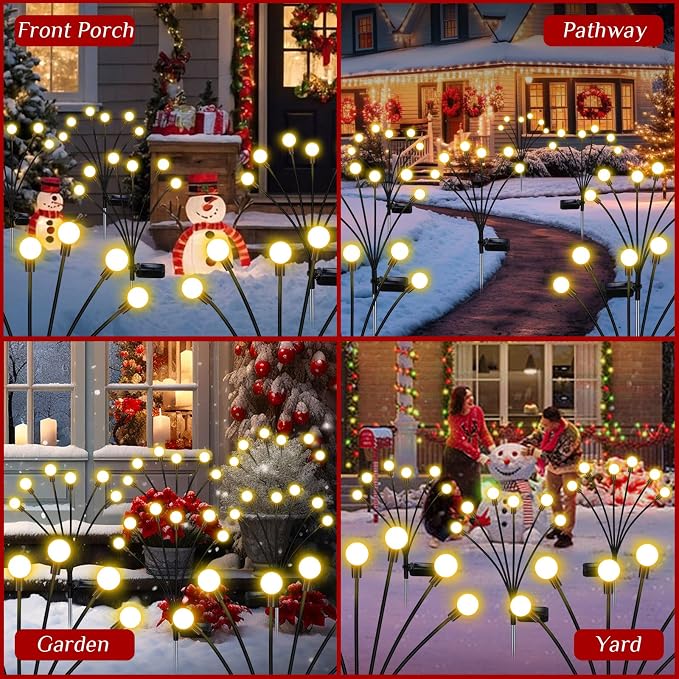 Solar Garden Lights Outdoor Waterproof, Swaying Firefly Light, Garden Decor | 10 Pack Solar Firefly Lights, Auto On/Off Decor for Yard, Patio, Pathway and Lawn, Gifts for Women, Christmas Decor
